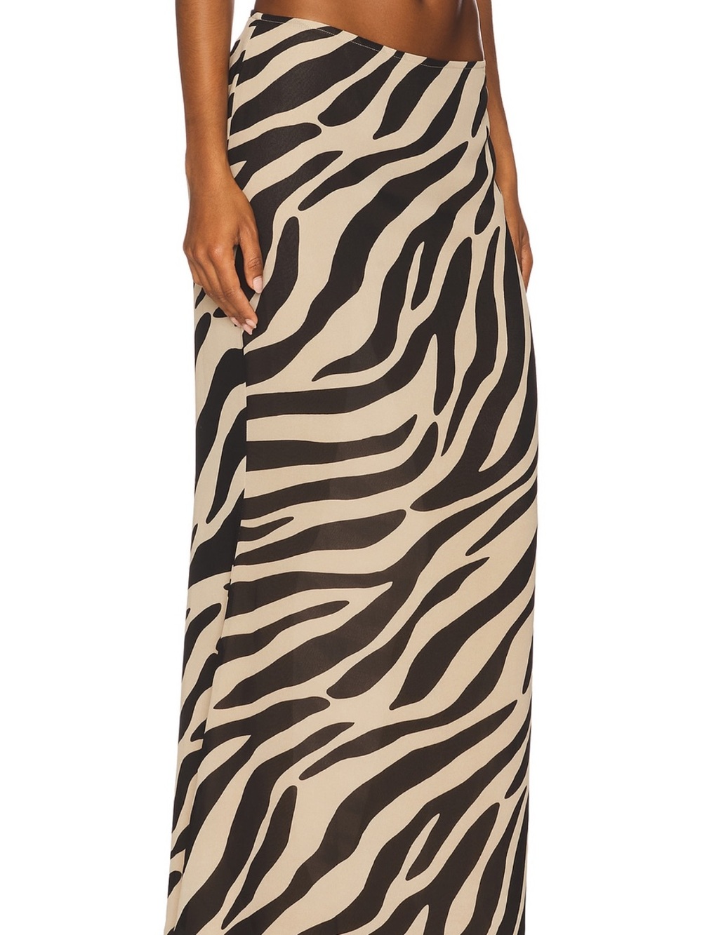 Beige and Black Zebra Print Maxi Skirt